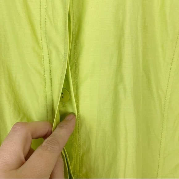 EILEEN FISHER Button-Down Neon Green Rain Jacket L - Picture 8 of 13